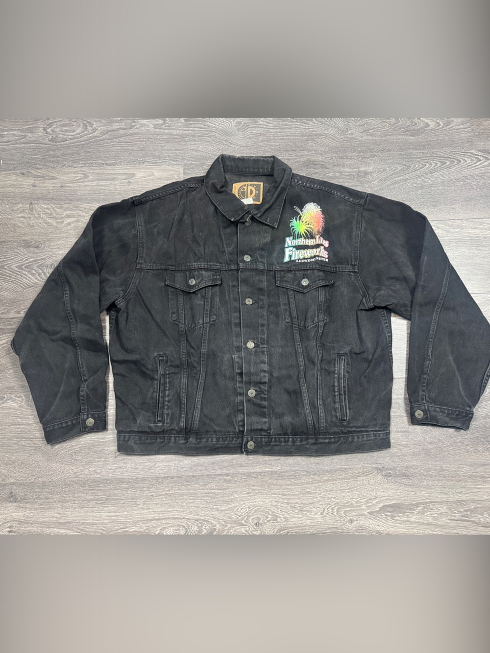 Northern Lites Fireworks Black Denim Jacket XXL Made in Canada